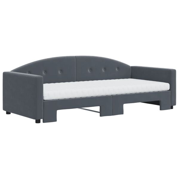 vidaXL Sof&aacute; cama nido con colch&oacute;n terciopelo gris oscuro 90x200 cm