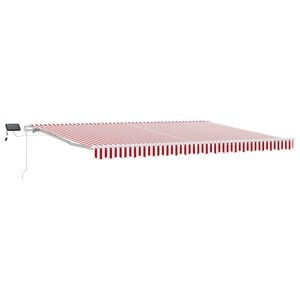 vidaXL Toldo retr&aacute;ctil Rojo y blanco 450 x 300 cm Tela y Aluminio
