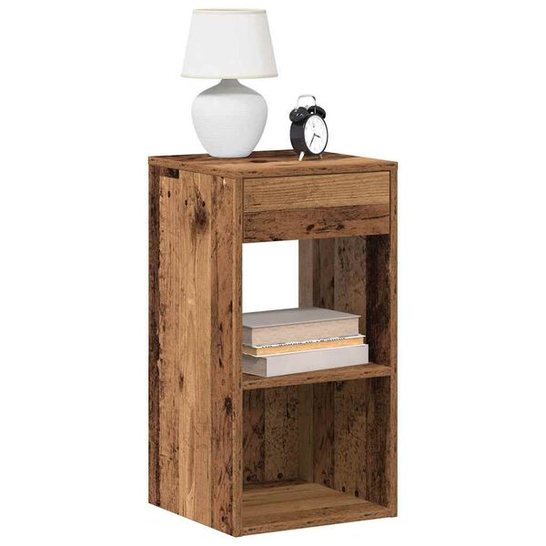 vidaXL Mesillas de noche con caj&oacute;n 2 uds madera vieja 35x34x66,5 cm