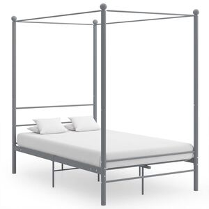 vidaXL Estructura de cama con dosel sin colch&oacute;n metal gris 120x200 cm