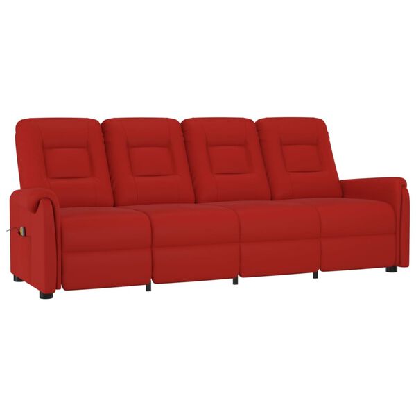 vidaXL Sill&oacute;n reclinable de masaje 4 plazas cuero sint&eacute;tico rojo tinto