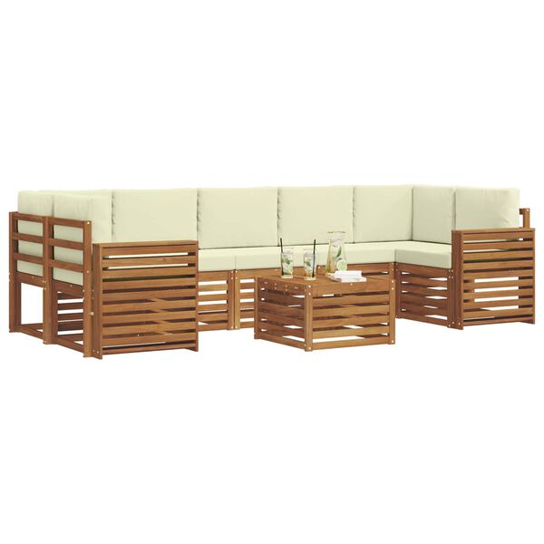 vidaXL Juegos de sof&aacute;s 8 pcs Natural y Crema Madera de Acacia S&oacute;lida