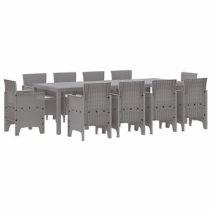 vidaXL Conjunto de Comedor de Jard&iacute;n 11 pcs Gris Claro Polipropileno