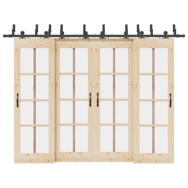 vidaXL Kit de herrajes para puertas correderas acero negro 305 cm