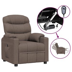 vidaXL Sill&oacute;n reclinable el&eacute;ctrico tela gris taup&eacute;
