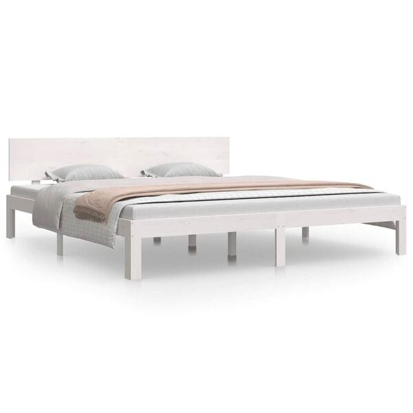 vidaXL Estructura de cama doble sin colch&oacute;n blanco 180x200 cm