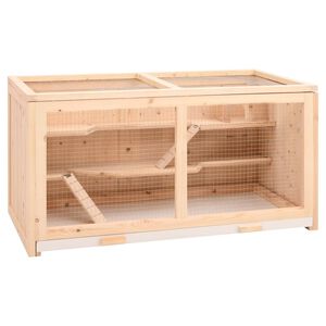 vidaXL Jaula para hámster 89,5x45x45 cm de madera maciza de abeto