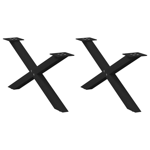 vidaXL Patas para mesa de centro en forma de X (2 unidades), color negro, 70 x (30-31) cm, acero