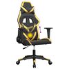 vidaXL Silla gaming de masaje cuero sintético negro y dorado