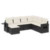 vidaXL Set de comedor de jard&iacute;n 7 pzas y cojines rat&aacute;n sint&eacute;tico negro