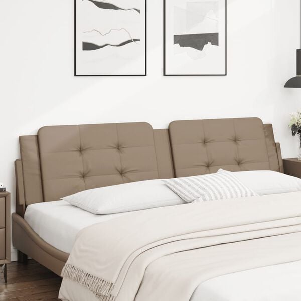vidaXL Cabecero de cama acolchado Zadar cuero sint&eacute;tico capuchino 200 cm