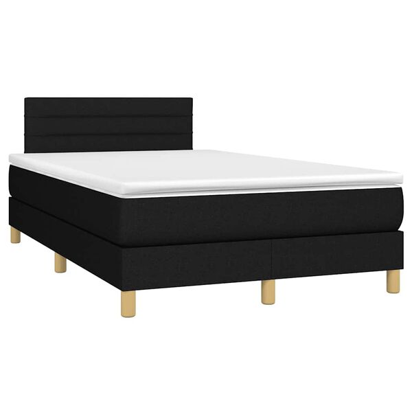 vidaXL Cama box spring con colch&oacute;n y luces LED tela negro 120x190 cm