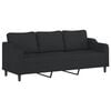 vidaXL Sof&aacute; de 3 plazas con almohadas y cojines tela negro 210 cm