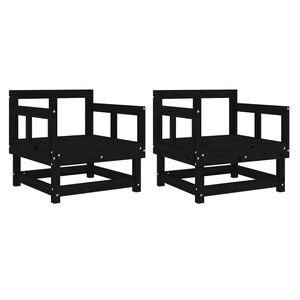 vidaXL Sillones de jard&iacute;n 2 unidades madera maciza pino negro