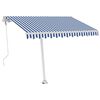 vidaXL Toldo autom&aacute;tico LED sensor de viento azul y blanco 300x250 cm