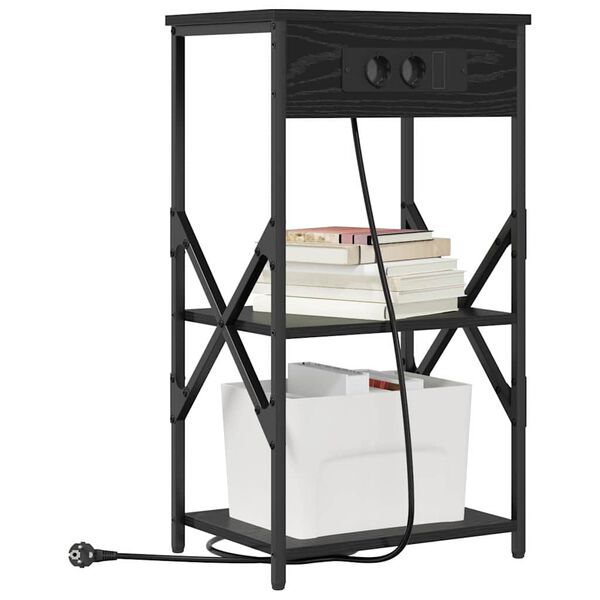 vidaXL Armario de Noche con estante Roble Negro 41 x 31 x 76 cm