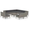vidaXL Set de muebles de jard&iacute;n 12 pzas y cojines rat&aacute;n sint&eacute;tico gris