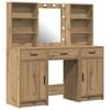 vidaXL Conjunto de mesa de vestidor con LED 3 uds. Roble artisan