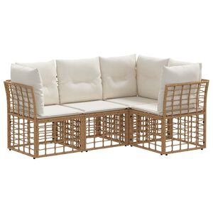 vidaXL Conjunto de sof&aacute;s de exterior Natural Poli&eacute;ster