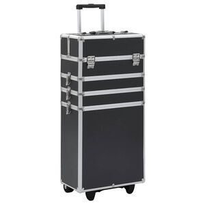 vidaXL Malet&iacute;n trolley de maquillaje de aluminio negro