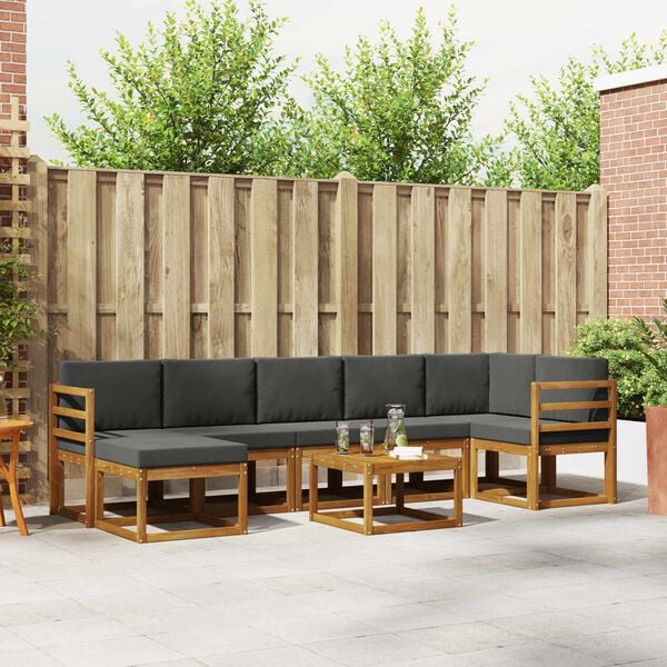 vidaXL Conjunto de sof&aacute;s de exterior 8 pcs Natural y Antracita