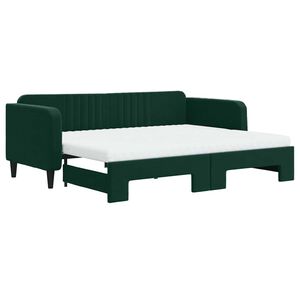 vidaXL Sof&aacute; cama nido con colch&oacute;n terciopelo verde oscuro 90x200 cm