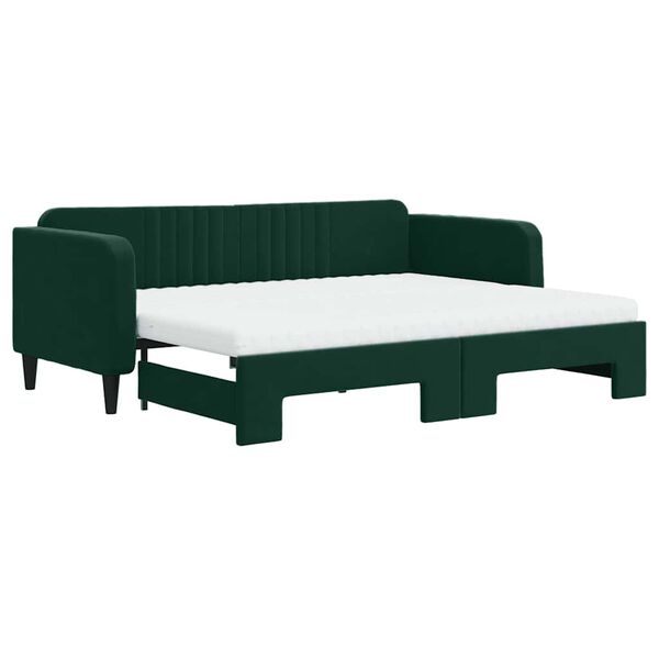 vidaXL Sof&aacute; cama nido con colch&oacute;n terciopelo verde oscuro 90x200 cm