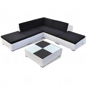 vidaXL Set muebles de jard&iacute;n 6 piezas y cojines rat&aacute;n sint&eacute;tico blanco