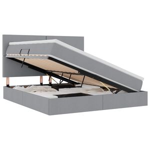 vidaXL Cama con almacenamiento y LED Gris Claro 160 x 200 cm Poli&eacute;ster