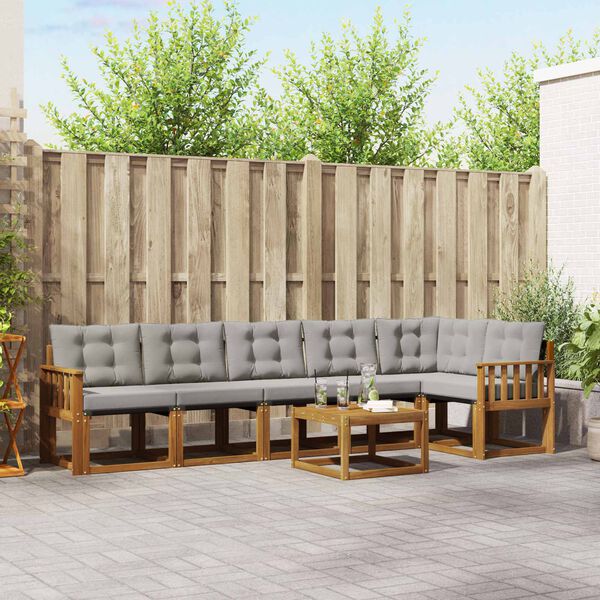 vidaXL Conjunto de sof&aacute;s de exterior 7 pcs Gris Natural y Claro