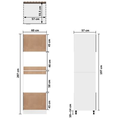 vidaXL Armario de microondas madera contrachapada blanco 60x57x207 cm