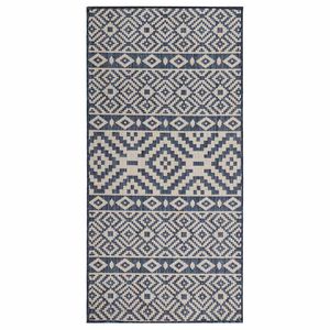 vidaXL Alfombra de exterior de tejido plano rayas azules 80x150 cm