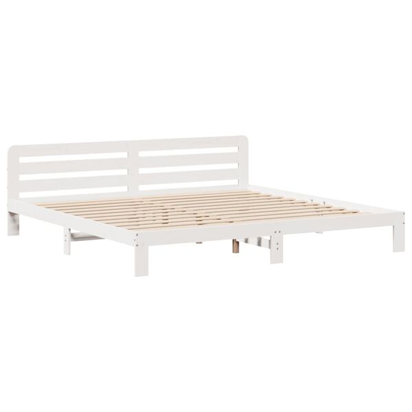 vidaXL Estructura de cama sin colch&oacute;n madera maciza blanca 200x200 cm