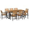 vidaXL Juego de comedor de jard&iacute;n 9 pzas madera maciza acacia y metal