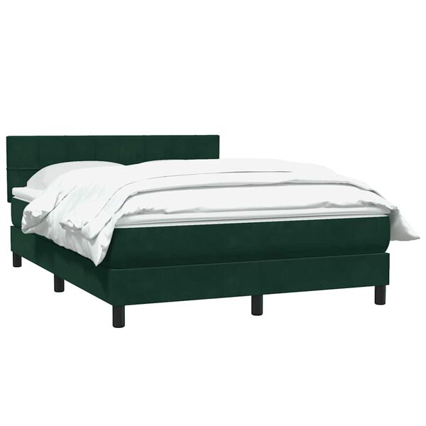 vidaXL Cama box spring con colch&oacute;n terciopelo verde oscuro 140x210 cm