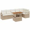 vidaXL Conjunto de sof&aacute; de jard&iacute;n 7 uds. Beige Polirat&aacute;n