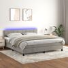 vidaXL Cama box spring colch&oacute;n y LED terciopelo gris claro 180x200 cm