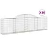 vidaXL Cestas de gaviones 30 uds forma de arco hierro 300x30x80/100 cm