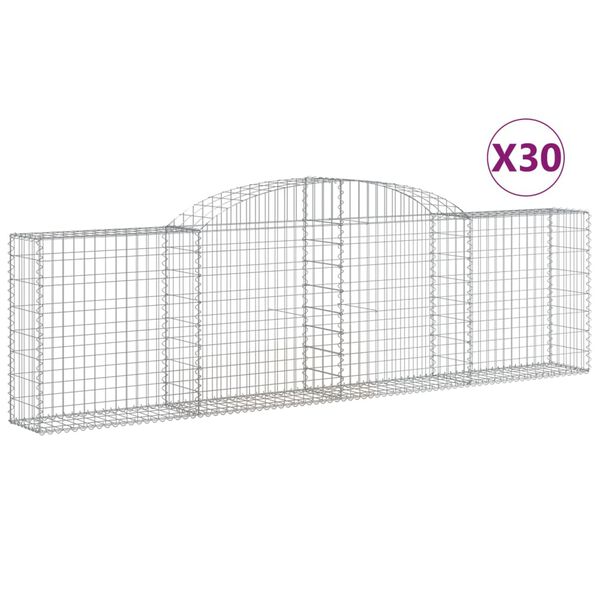 vidaXL Cestas de gaviones 30 uds forma de arco hierro 300x30x80/100 cm
