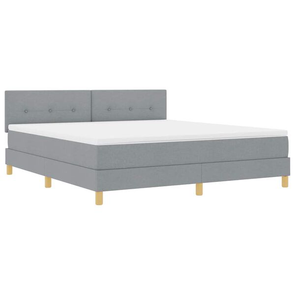 vidaXL Cama box spring con colch&oacute;n Gris claro 180 x 200 cm tela