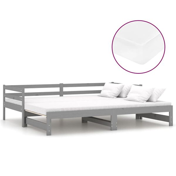 vidaXL Sof&aacute; cama extra&iacute;ble madera maciza de pino gris 2x(90x200) cm