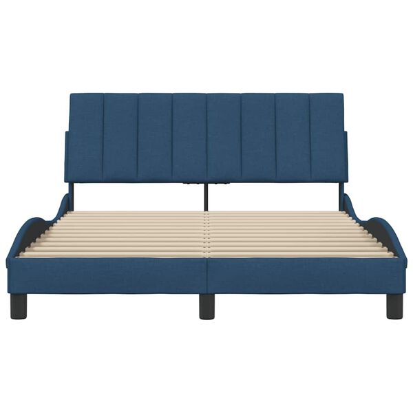 vidaXL Estructura de cama sin colch&oacute;n Hanko tela azul 140x190 cm