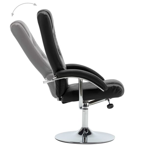 vidaXL Sill&oacute;n reclinable con reposapi&eacute;s cuero sint&eacute;tico negro