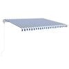 vidaXL Toldo autom&aacute;tico LED sensor de viento azul y blanco 450x350 cm