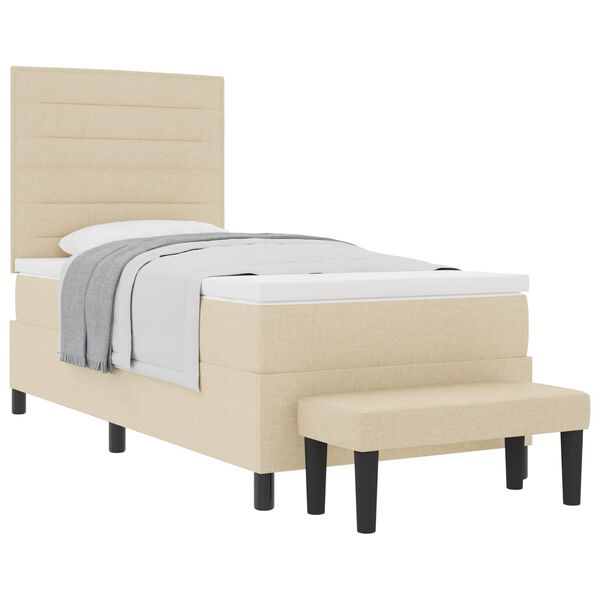 vidaXL Cama tipo Box Spring con colch&oacute;n Crema 90 x 200 cm tela