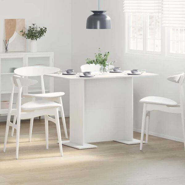 vidaXL Mesa de comedor de madera contrachapada blanco 110x60x75 cm