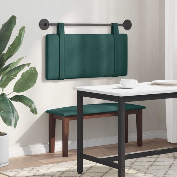 vidaXL Cabecera Colgante Liso Verde oscuro 90 x 55 x 5 cm tela
