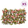 vidaXL Enrejado expansible hiedra artificial rosa 5 uds 180x30 cm