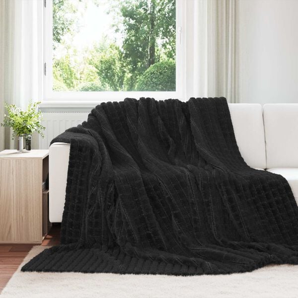 vidaXL Mantitas de Sof&aacute; 6 pcs Negro 240 x 220 cm Lana