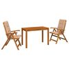 vidaXL Conjunto de comedor de jard&iacute;n de 3 piezas Natural